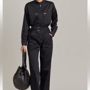 Agnes b. Cotton-Satin zipper jumpsuit size 40